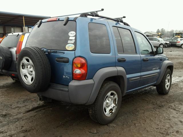 1J4GL48K43W640209 - 2003 JEEP LIBERTY SP BLUE photo 4