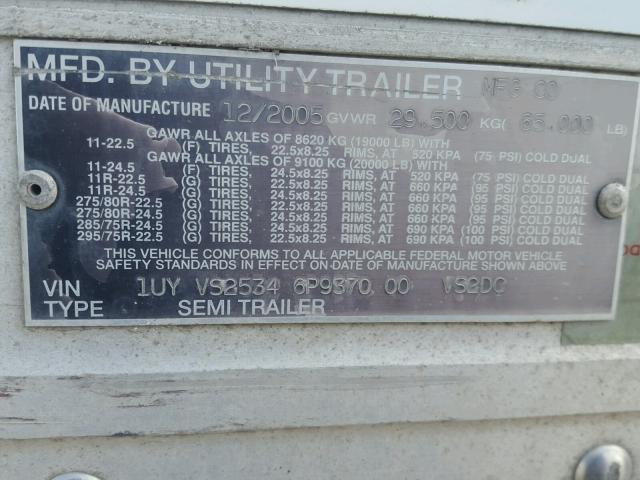 1UYVS25346P937000 - 2006 UTILITY TRAILER WHITE photo 10