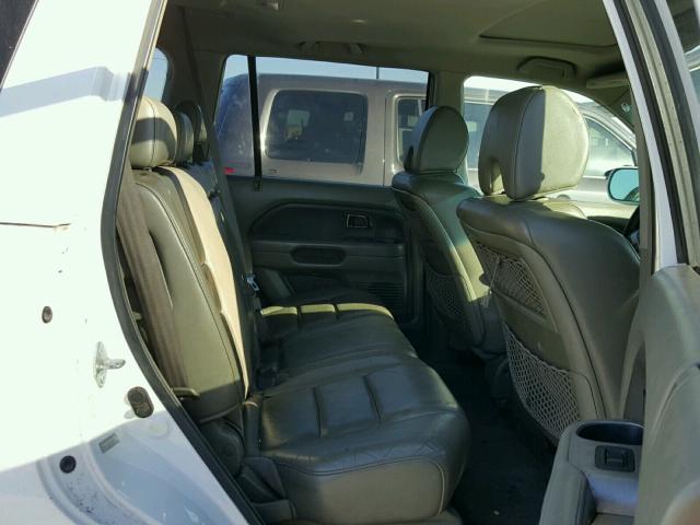 2HKYF18596H524881 - 2006 HONDA PILOT EX WHITE photo 6