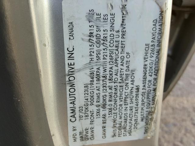 2CNBJ734546908885 - 2004 CHEVROLET TRACKER ZR GRAY photo 10