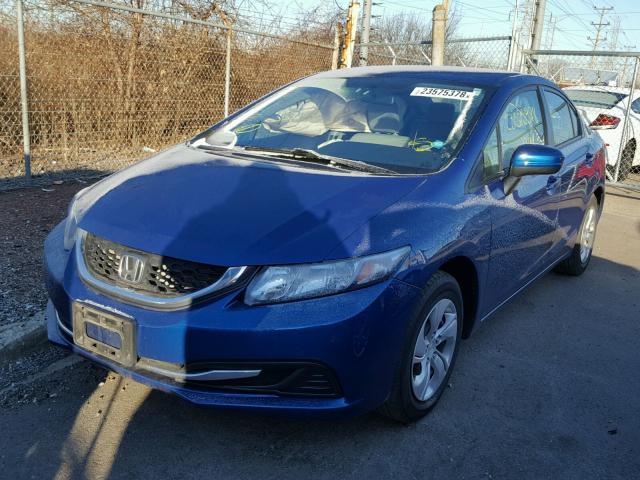 19XFB2F50EE025708 - 2014 HONDA CIVIC LX BLUE photo 2