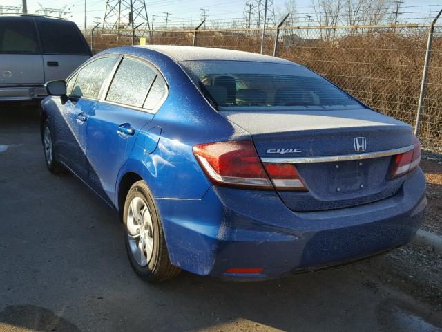 19XFB2F50EE025708 - 2014 HONDA CIVIC LX BLUE photo 3