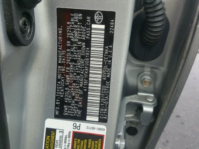 4T1BF1FK8FU061924 - 2015 TOYOTA CAMRY LE SILVER photo 10