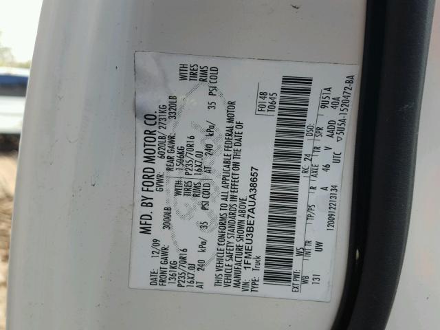 1FMEU3BE7AUA38657 - 2010 FORD EXPLORER S WHITE photo 10