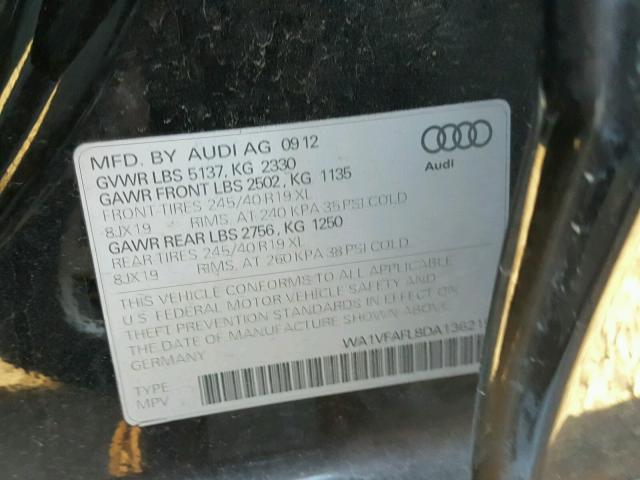 WA1VFAFL8DA136219 - 2013 AUDI A4 ALLROAD BLACK photo 10