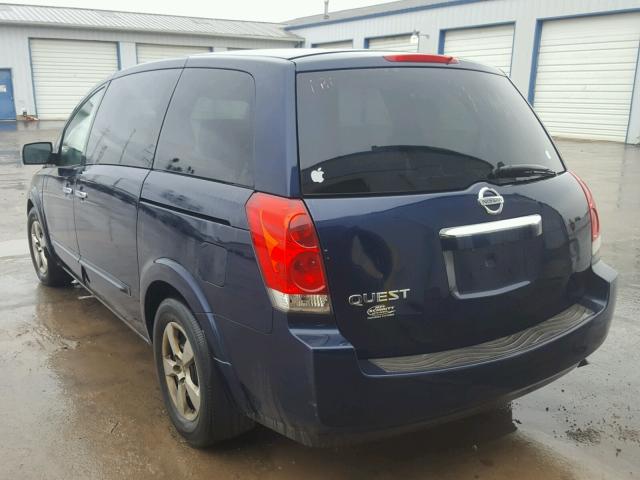 5N1BV28U78N109062 - 2008 NISSAN QUEST S BLUE photo 3