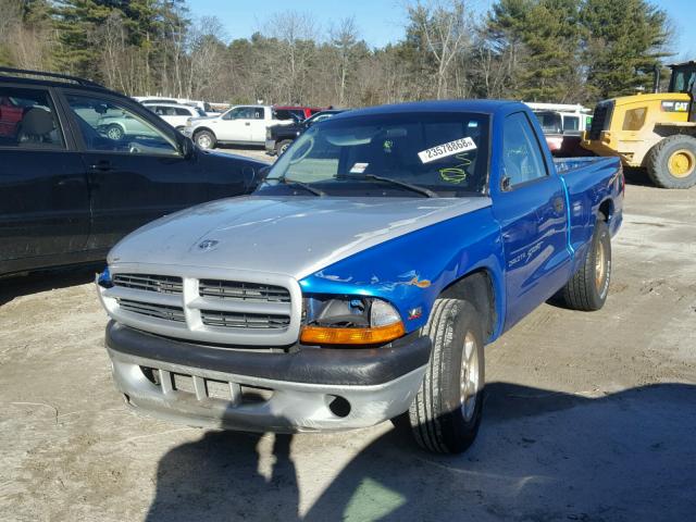 1B7FL26X51S169373 - 2001 DODGE DAKOTA BLUE photo 2