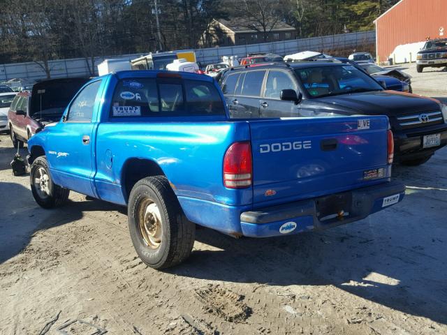 1B7FL26X51S169373 - 2001 DODGE DAKOTA BLUE photo 3