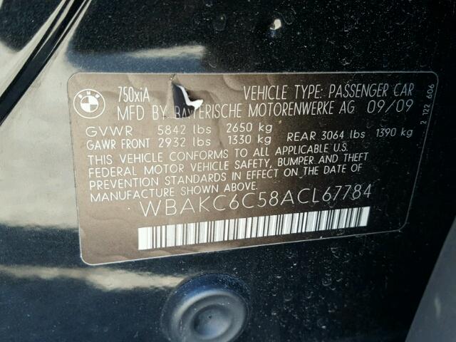 WBAKC6C58ACL67784 - 2010 BMW 750 I BLACK photo 10