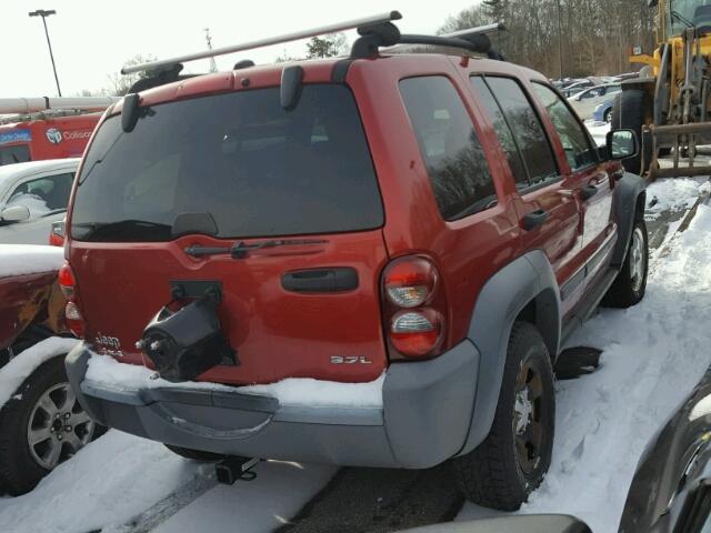 1J4GL48K55W676526 - 2005 JEEP LIBERTY SP RED photo 4