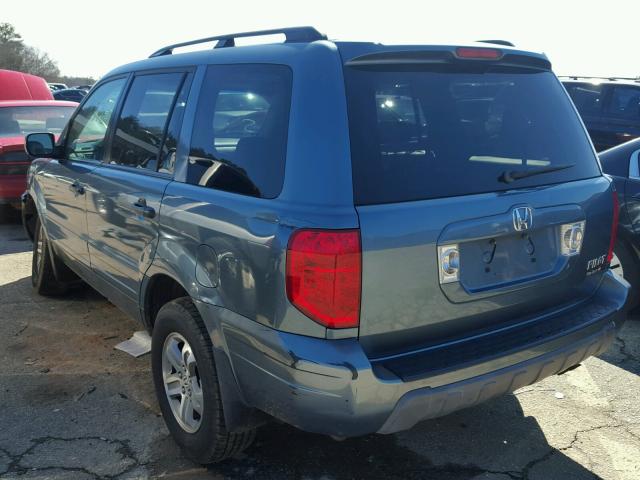 2HKYF18615H527460 - 2005 HONDA PILOT EXL BLUE photo 3