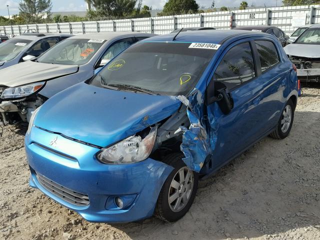 ML32A4HJ4EH008446 - 2014 MITSUBISHI MIRAGE ES BLUE photo 2