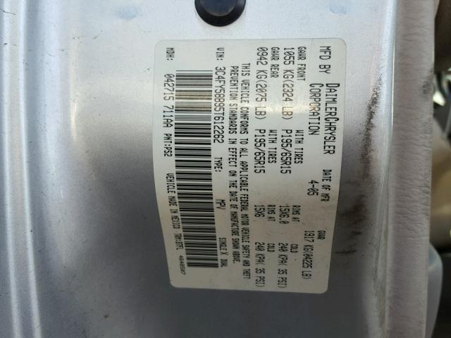 3C4FY58B95T612262 - 2005 CHRYSLER PT CRUISER SILVER photo 10