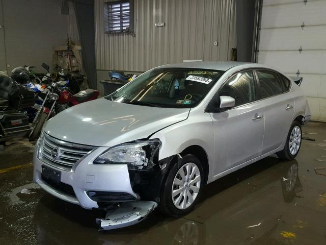 3N1AB7AP8EY216763 - 2014 NISSAN SENTRA S SILVER photo 2