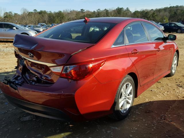 5NPEB4AC7EH948194 - 2014 HYUNDAI SONATA GLS RED photo 4