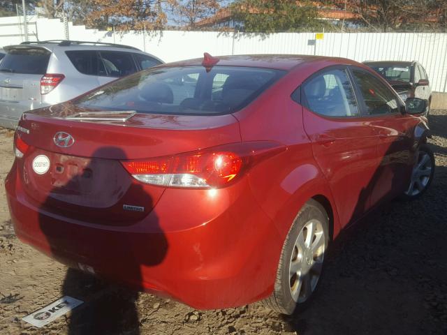 KMHDH4AE6DU593918 - 2013 HYUNDAI ELANTRA GL RED photo 4