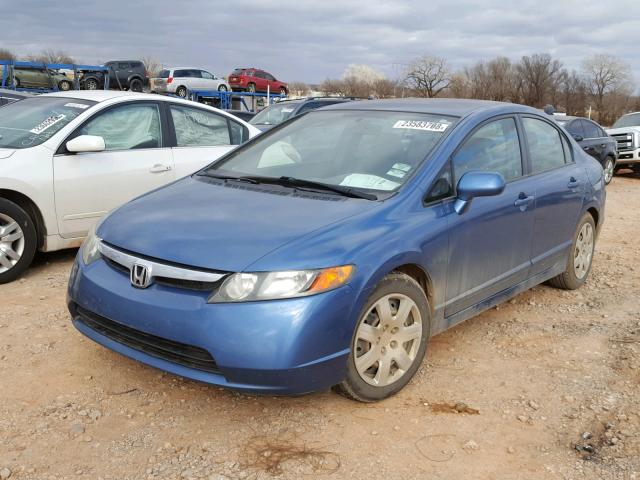 JHMFA16548S000842 - 2008 HONDA CIVIC LX BLUE photo 2