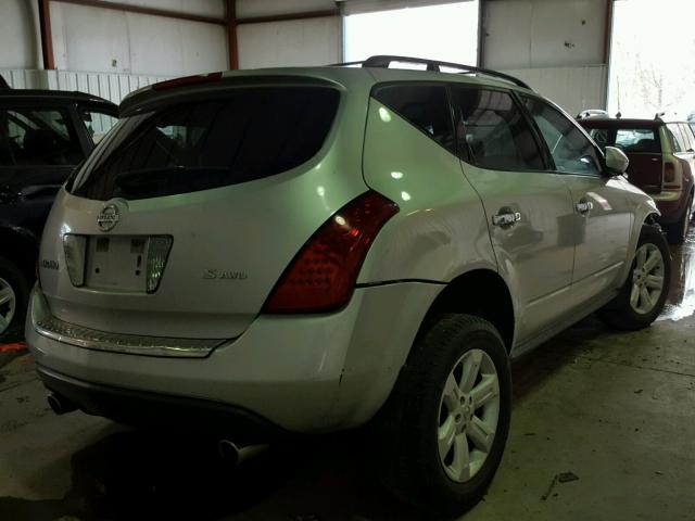 JN8AZ08W47W633910 - 2007 NISSAN MURANO SL SILVER photo 4