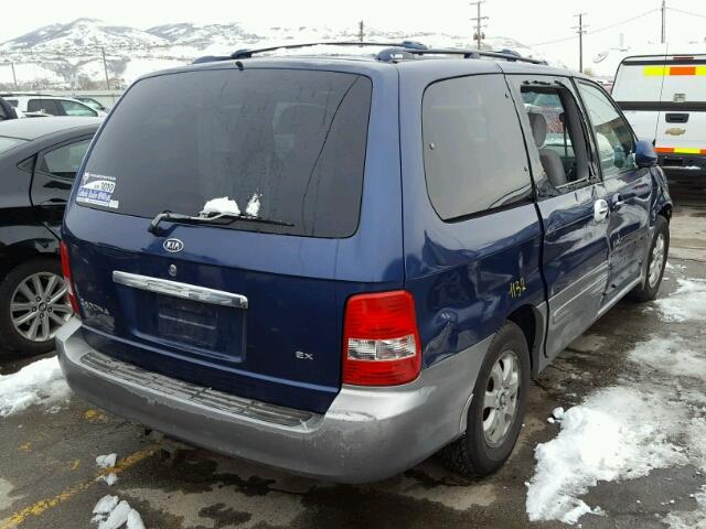 KNDUP131546511357 - 2004 KIA SEDONA EX BLUE photo 4