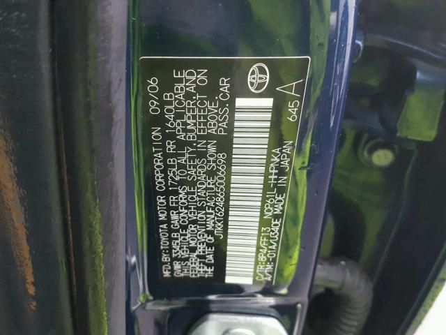 JTKKT624865006698 - 2006 TOYOTA SCION XA BLUE photo 10