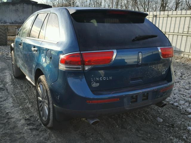 2LMDJ8JK1BBJ00364 - 2011 LINCOLN MKX TEAL photo 3