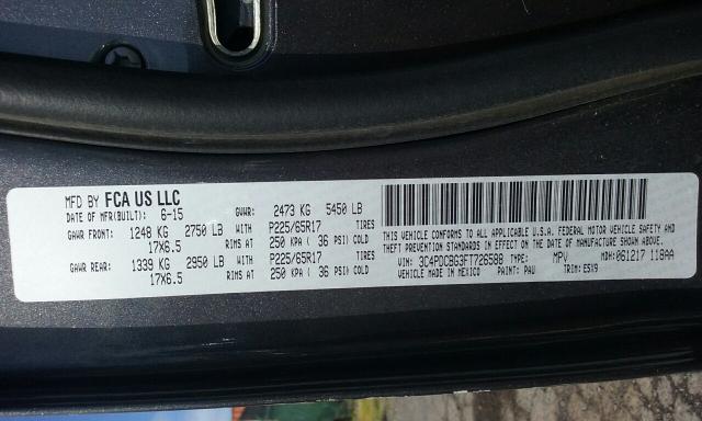 3C4PDCBG3FT726588 - 2015 DODGE JOURNEY SX GRAY photo 10