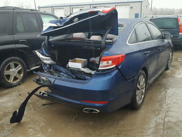 5NPE34AF2FH189110 - 2015 HYUNDAI SONATA SPO BLUE photo 4