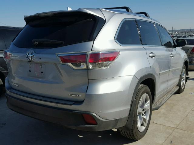 5TDYKRFH6ES020367 - 2014 TOYOTA HIGHLANDER SILVER photo 4