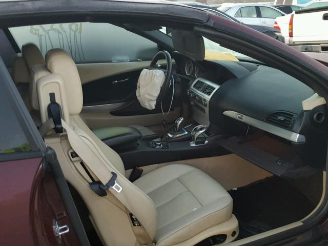 WBAEB5C51AC224752 - 2010 BMW 650 I BURGUNDY photo 5