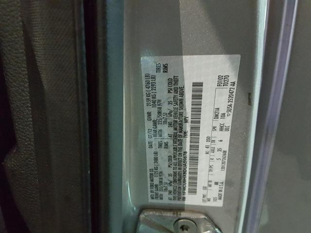 1FMCU9HX8DUA59878 - 2013 FORD ESCAPE SEL SILVER photo 10