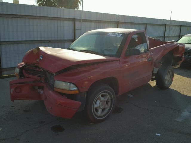 1B7FL26P3WS622316 - 1998 DODGE DAKOTA RED photo 2