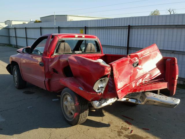 1B7FL26P3WS622316 - 1998 DODGE DAKOTA RED photo 3