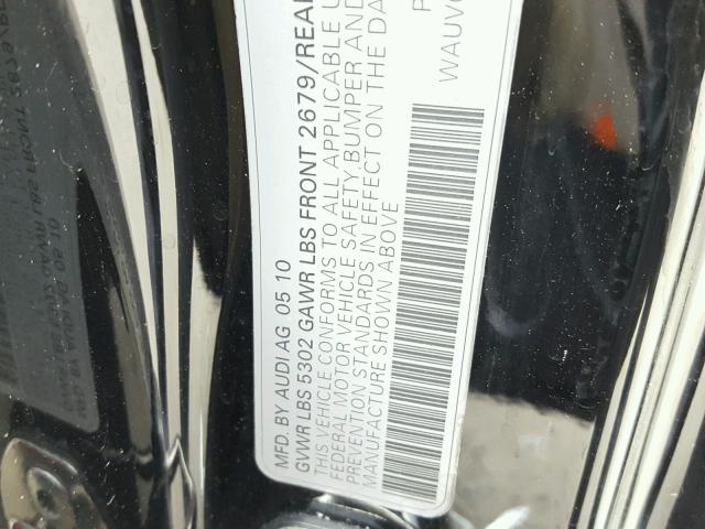 WAUVGAFH4AN025053 - 2010 AUDI S5 PRESTIG BLACK photo 10