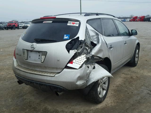 JN8AZ08T16W423446 - 2006 NISSAN MURANO SL SILVER photo 4