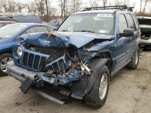 1J4GL48K25W584418 - 2005 JEEP LIBERTY SP BLUE photo 2