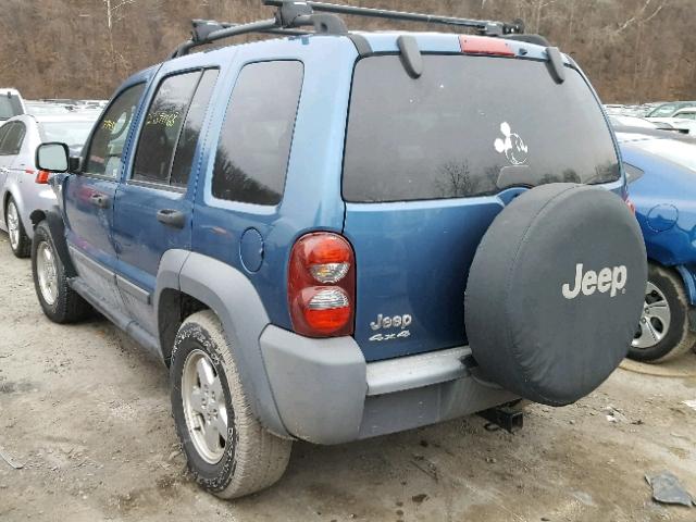 1J4GL48K25W584418 - 2005 JEEP LIBERTY SP BLUE photo 3