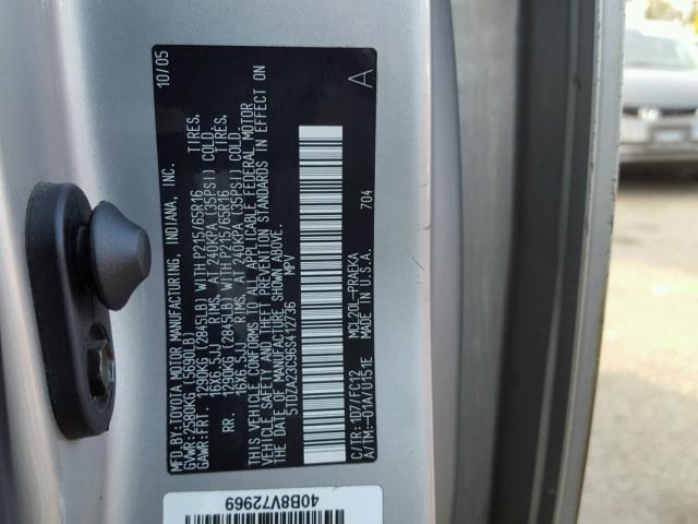 5TDZA23C96S412736 - 2006 TOYOTA SIENNA CE GRAY photo 10