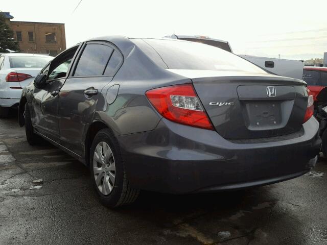 19XFB2F51CE311158 - 2012 HONDA CIVIC LX GRAY photo 3