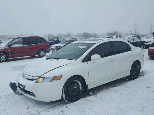 2HGFA16598H106553 - 2008 HONDA CIVIC LX WHITE photo 2