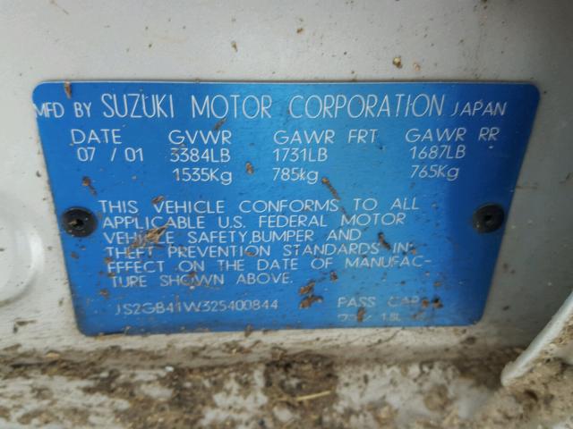 JS2GB41W325400844 - 2002 SUZUKI ESTEEM GL SILVER photo 10