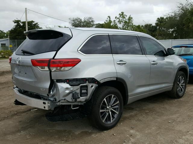 5TDKZRFH0HS524676 - 2017 TOYOTA HIGHLANDER SILVER photo 4