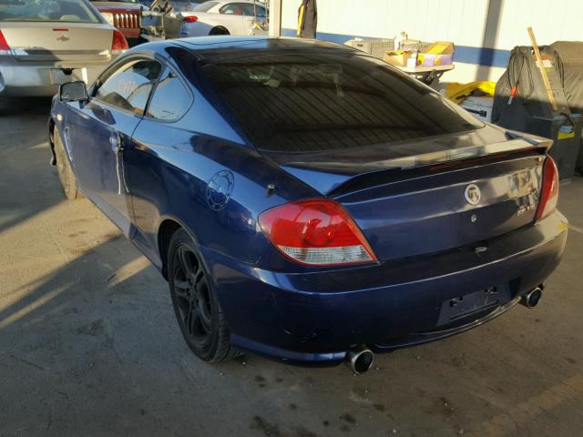 KMHHN65F66U226626 - 2006 HYUNDAI TIBURON GT BLUE photo 3