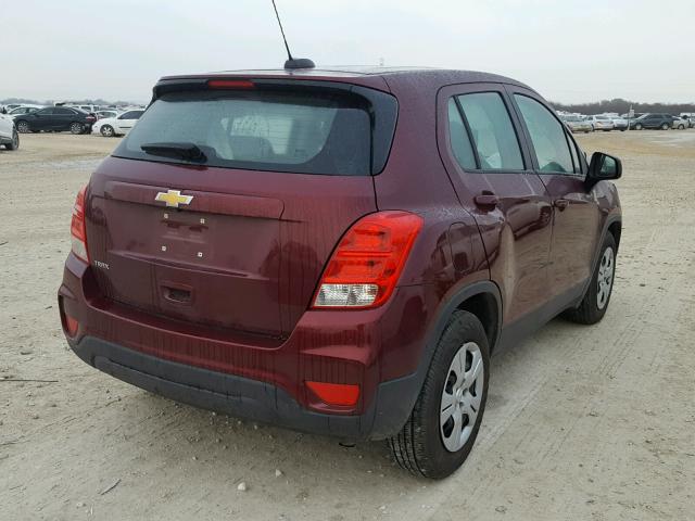 3GNCJKSB1HL177361 - 2017 CHEVROLET TRAX LS MAROON photo 4