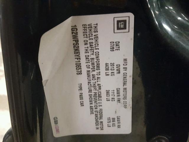 1G2WP52K6YF106578 - 2000 PONTIAC GRAND PRIX GREEN photo 10