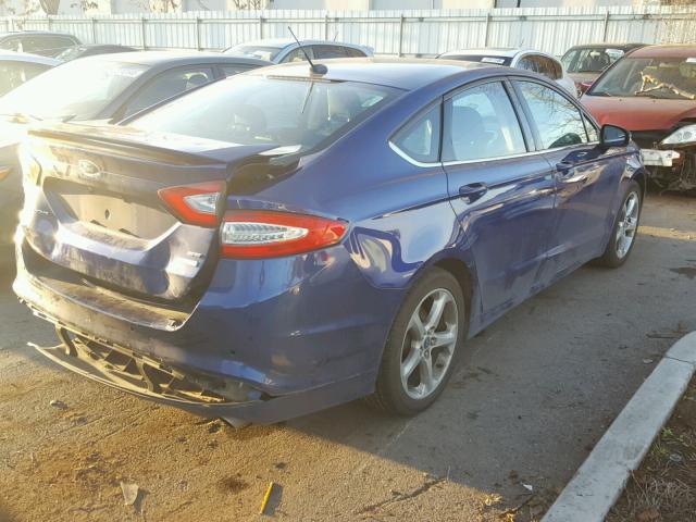 3FA6P0HRXDR157510 - 2013 FORD FUSION SE BLUE photo 4