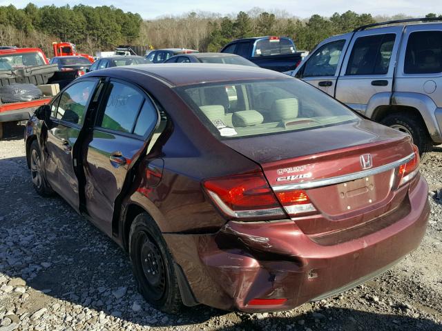 19XFB2F59DE020859 - 2013 HONDA CIVIC LX MAROON photo 3