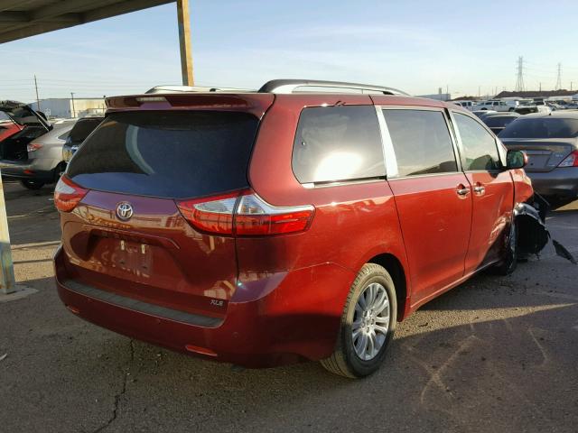 5TDYK3DC9FS673443 - 2015 TOYOTA SIENNA XLE RED photo 4