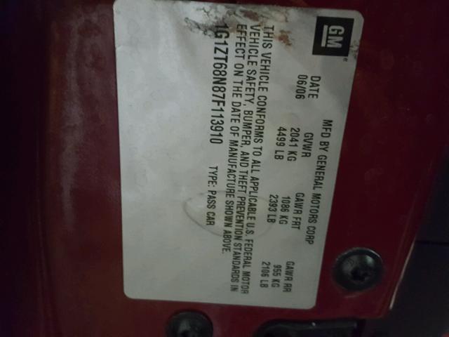 1G1ZT68N87F113910 - 2007 CHEVROLET MALIBU MAX წითელი ფოტო 10