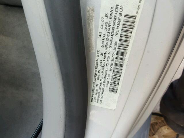 3VWSW31C77M518158 - 2007 VOLKSWAGEN NEW BEETLE 银色 照片 10