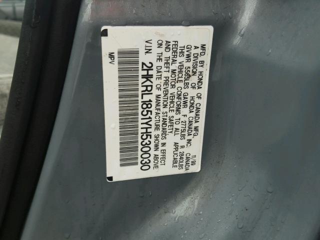 2HKRL1851YH530030 - 2000 HONDA ODYSSEY LX SILVER photo 10